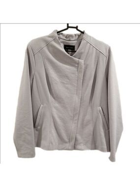 Mark Zunino moto  jacket ,size Medium ,Gray textured fabric. Polyester .